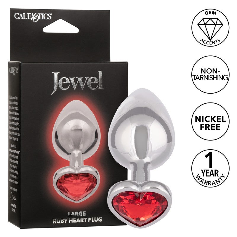 SE0438-40-3 Jewel Ruby Heart Plug Large