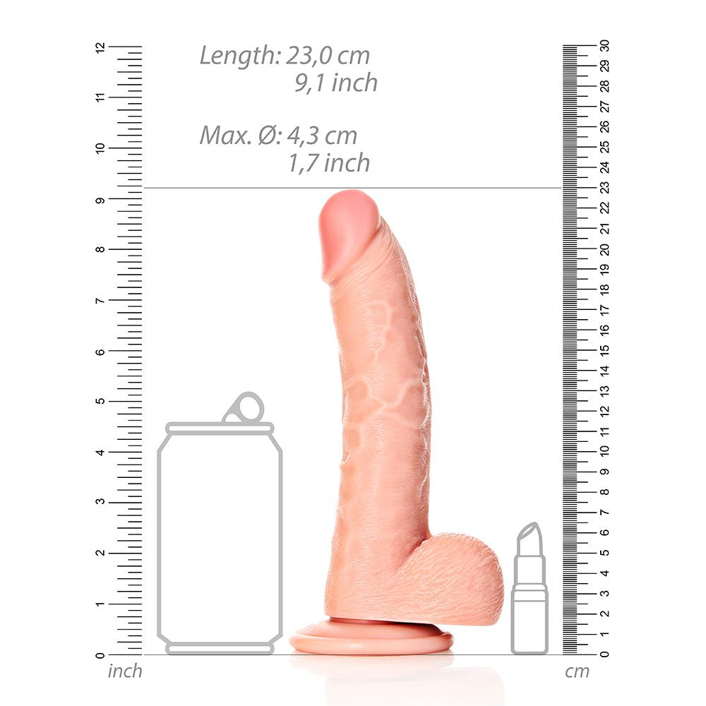 8" Cock with Balls Curved Flesh