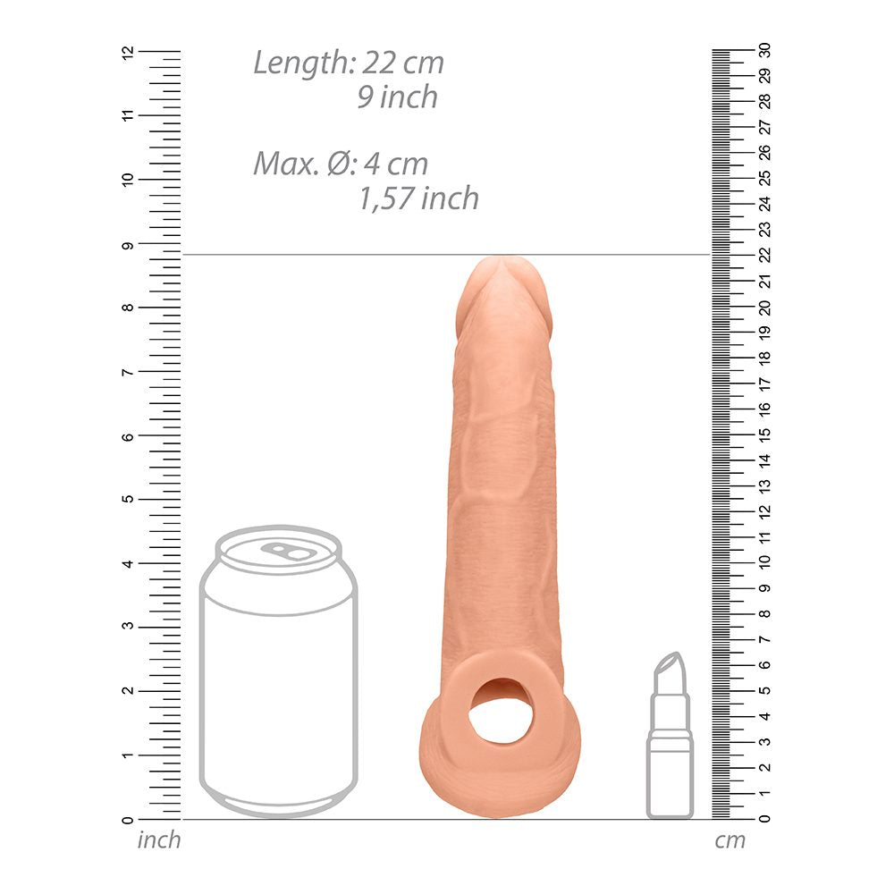 9" Penis Extender with Rings Flesh
