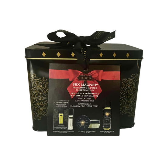 Sex Magnet Pheromone Vanilla Amber Gift Set Includes:  Roll On Fragrance, Massage Oil,  Massage Candle