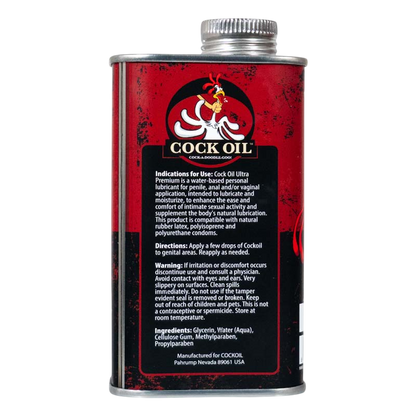 Cock Oil Water-Based Lubricant – Metal Can with Inner Plastic Liner 9 oz