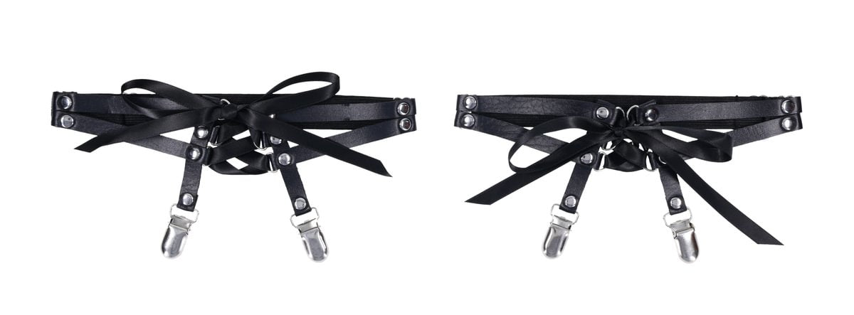 Laced Up Garters - Black