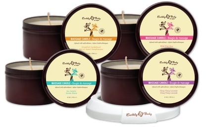 Earthly Body at Night Aphrodisiac PrePack Bath Fizzers and Candles 16pcs plus tester and candle warmer