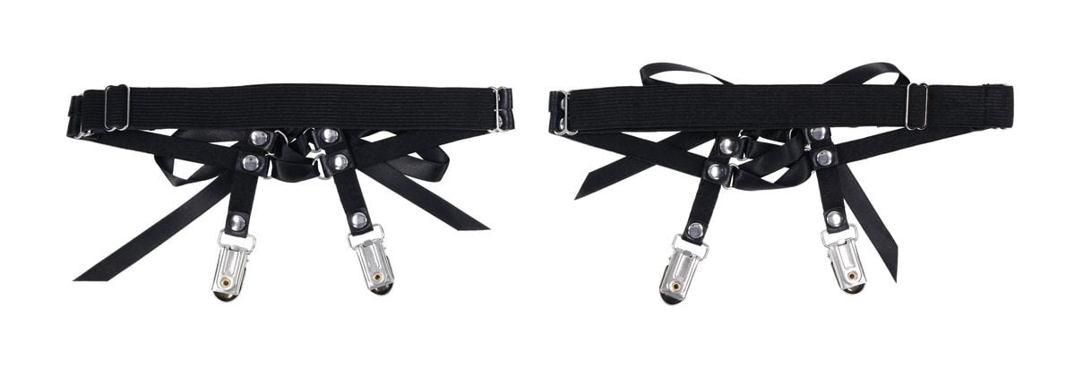 Laced Up Garters - Black
