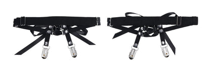 Laced Up Garters - Black