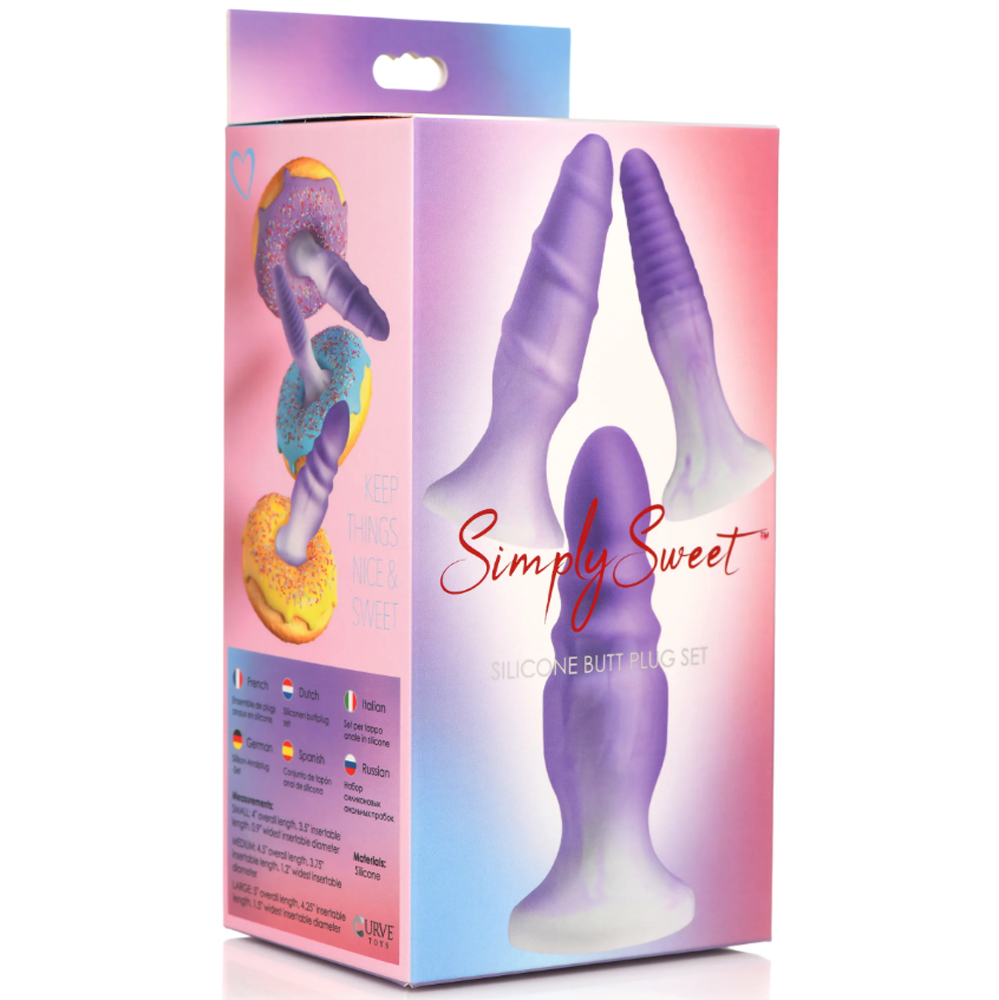 3 piece Silicone Butt Plug Set - Purple