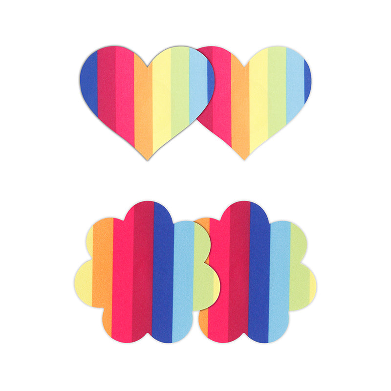 Pretty Pasties Pride Heart & Flower Rainbow (2 Pair)