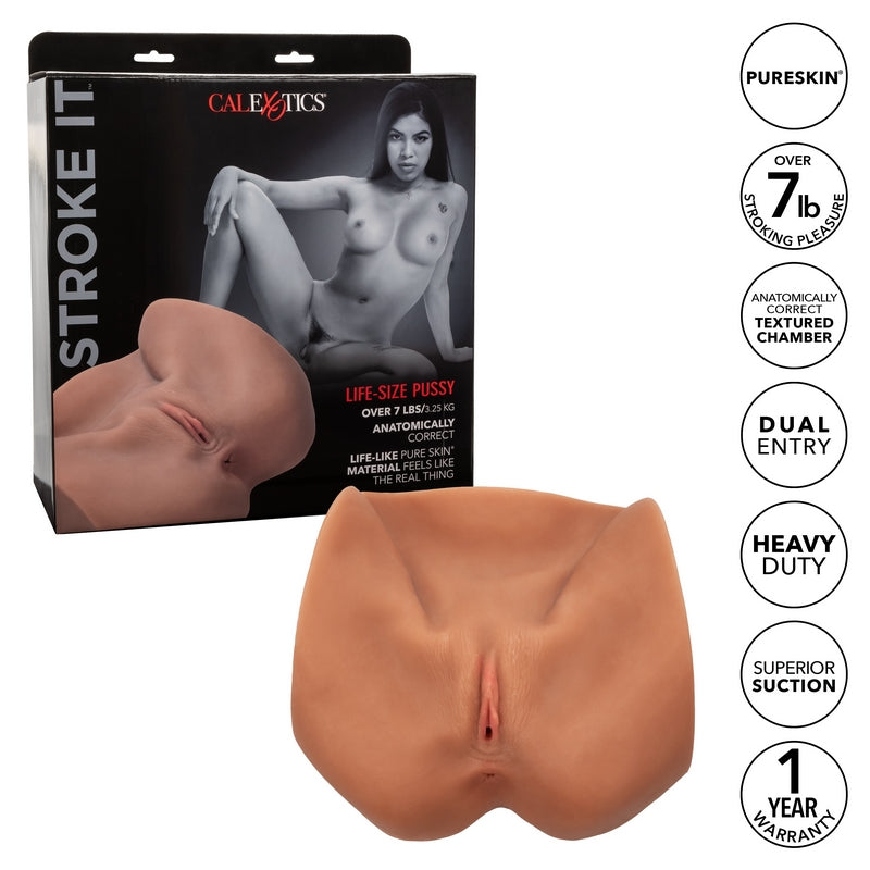 SE0913-10-3 Stroke It Life Size Pussy Brown