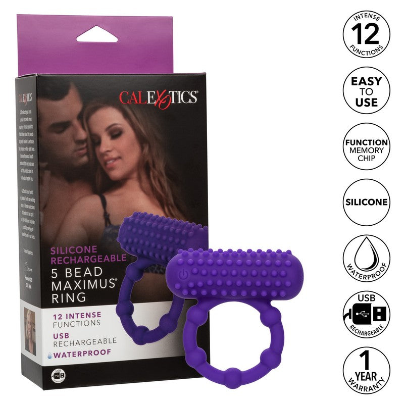 SE1843-25-3 Rechargeable 5 Beaded Silicone Maximus Ring