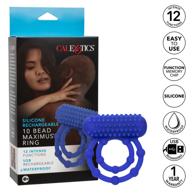 Rechargeable 10 Beaded Silicone Maximus Ring