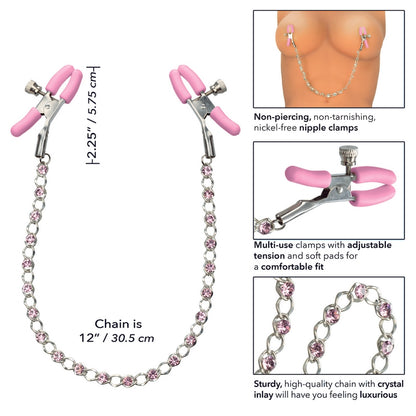 SE2617-10-2 Nipple Play Crystal Chain Nipple Clamps