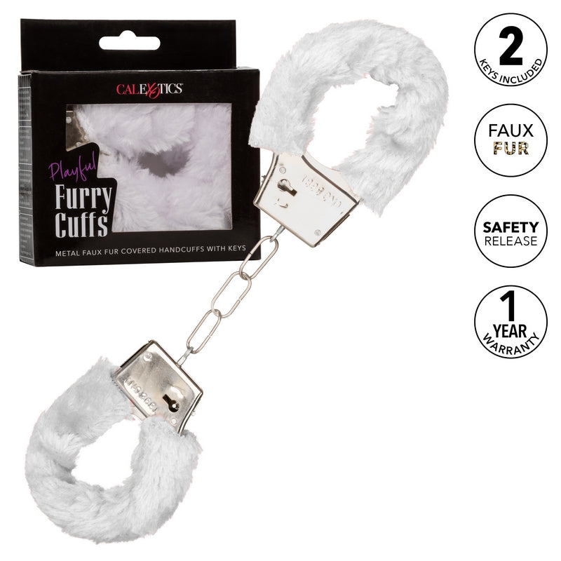 SE2651-15-3 Playful Furry Cuffs White