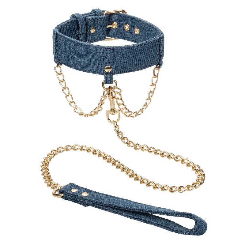 SE2708-40-3 Ride ‘Em Denim Collar with Leash