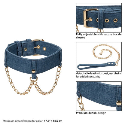 SE2708-40-3 Ride ‘Em Denim Collar with Leash