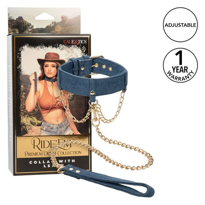 SE2708-40-3 Ride ‘Em Denim Collar with Leash