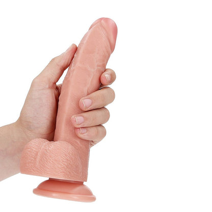 8" Cock with Balls Curved Flesh