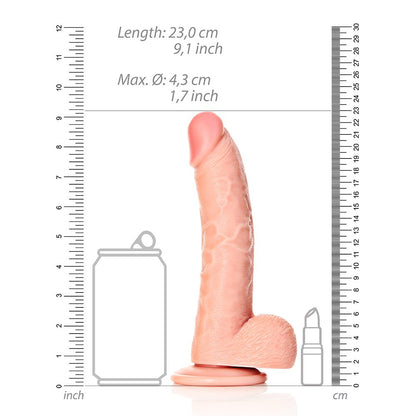8" Cock with Balls Curved Flesh