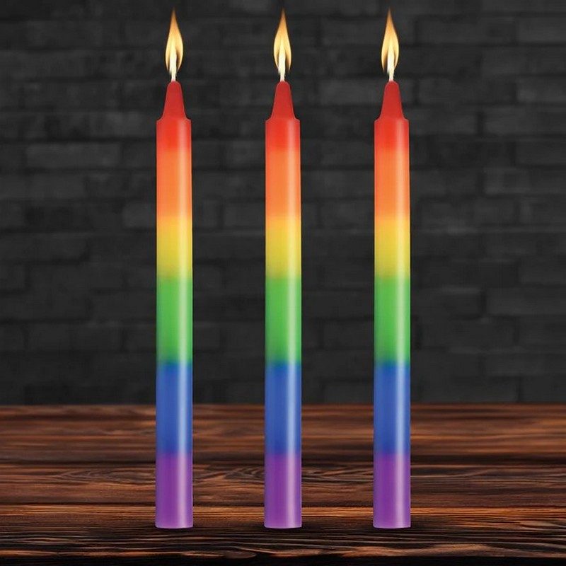 Pride Rainbow Drip Candles Set of 3