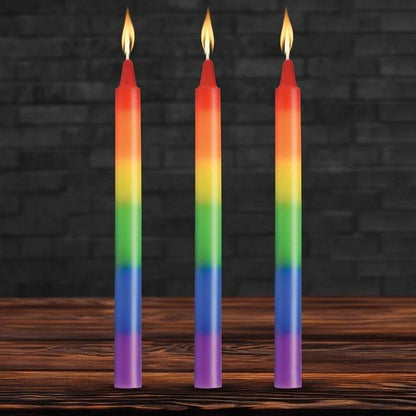 Pride Rainbow Drip Candles Set of 3