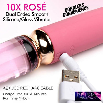 10X Dual End Smooth Silicone/Glass Vibe*