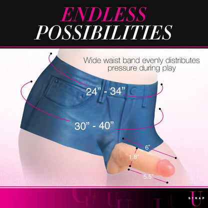 Booty Shorts 6" Dildo Silicone S/O Large
