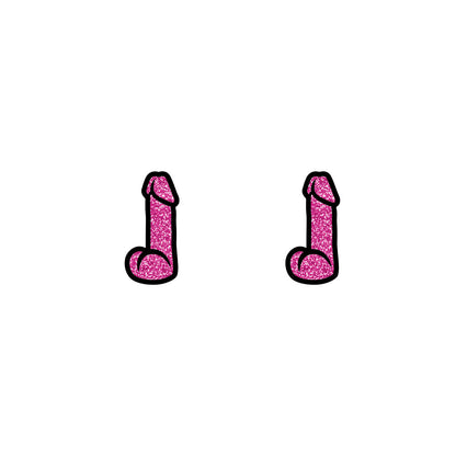 Pink Glitter Dildo Earrings *