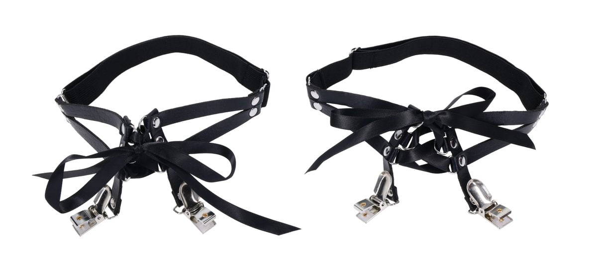 Laced Up Garters - Black