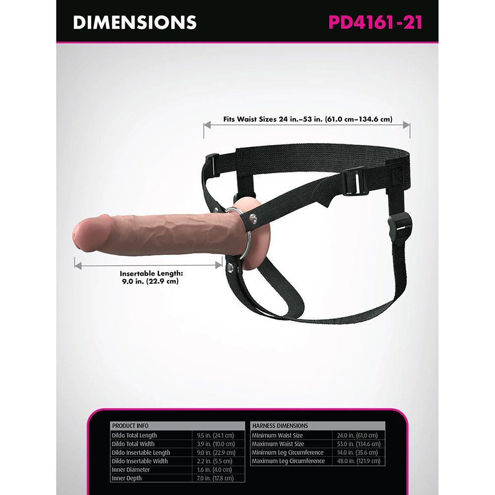 X-Tensions Elite 9" Hollow Strap-On