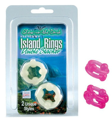 SE1437-04-2 Silicone Island Rings Double Stacker Pink