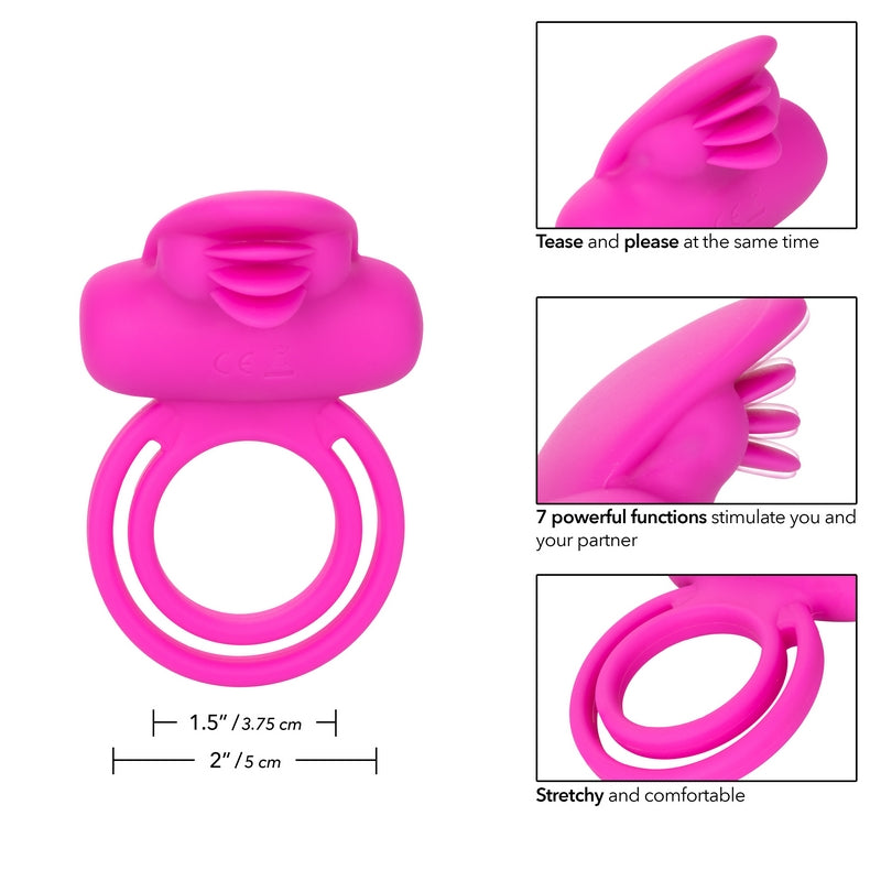 SE1843-10-3 Silicone Rechargeable Dual Clit Flicker Pink