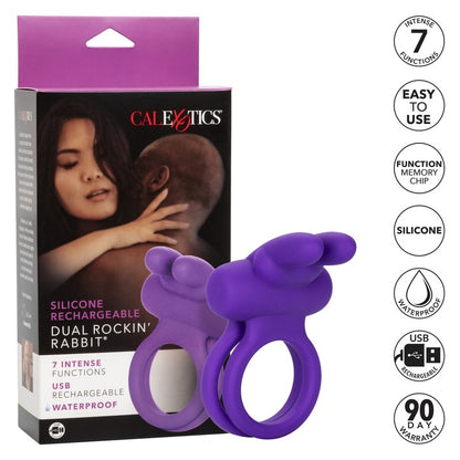 SE1843-20-3 Silicone Rechargeable Dual Rockin Rabbit Purple