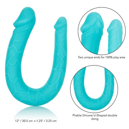 SE0311-75-2 Silicone Double Dong AC/DC Dong Teal