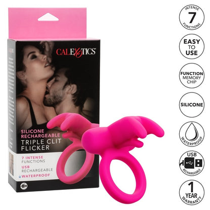 SE1841-20-3 Silicone Rechargeable Triple Clit Flicker