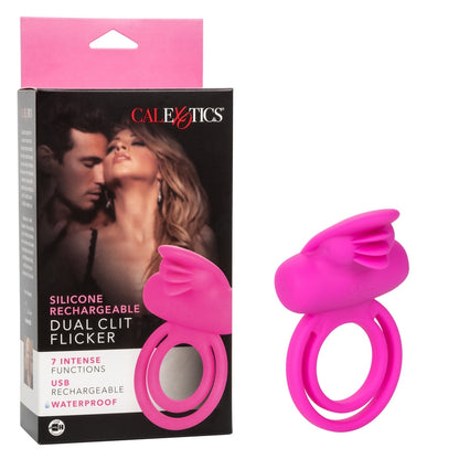 SE1843-10-3 Silicone Rechargeable Dual Clit Flicker Pink