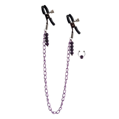 SE2609-14 CL Nipple Chain with Navel Ring Purple