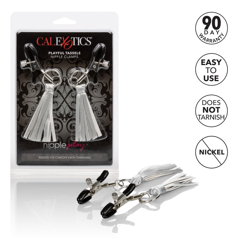 SE2614-10-2 Playful Tassels Nipple Clamps Silver