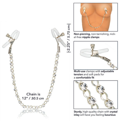 SE2617-05-2 Crystal Chain Nipple Clamps