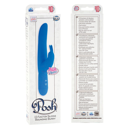 SE4540-10-3 Posh 10-Function Silicone Bounding Bunny Blue