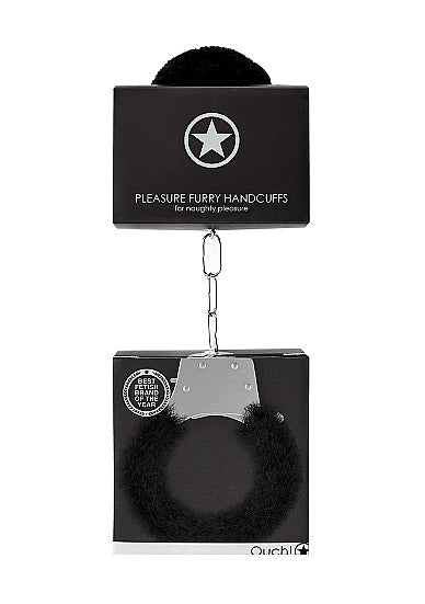 Shots Toys Pleasure Furry Handcuffs Black