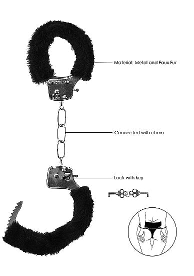 Shots Toys Pleasure Furry Handcuffs Black